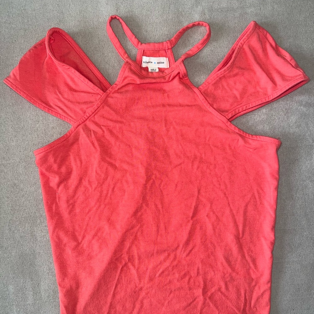 Silence + Noise Red Cold Shoulder Tank Top